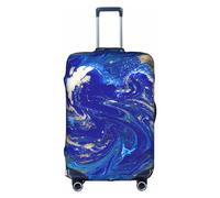 Abstract Marble Stone Suitcase Cover Elastic Washable Luggage Cover Protector Scratch Resistant Multiple Sizes, White, Large