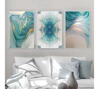 Abstract Marble Texture Gilded Canvas Wall Art Poster Picture Background Painting for Bedroom Room Home Decor 30x40cmx3 No frame