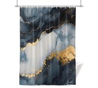 Abstract Marble Texture Shower Curtain for Bathroom, Black Gray Gradient Gold Crack Art Waterproof Cloth Fabric Bathroom Accessories Set with 12 Rust Proof Plastic Hooks, 72” x 78”