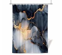 Abstract Marble Texture Shower Curtain for Bathroom, Gold Crack Black White Gradient Art Waterproof Cloth Fabric Bathroom Accessories Set with 12 Rust Proof Plastic Hooks, 72” x 72”