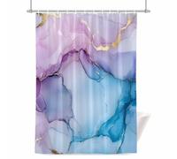 Abstract Marble Texture Shower Curtain for Bathroom, Gold Crack Pink Blue Gradient Art Waterproof Cloth Fabric Bathroom Accessories Set with 12 Rust Proof Plastic Hooks, 72” x 72”