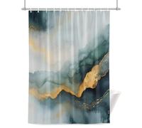 Abstract Marble Texture Shower Curtain for Bathroom, Green Black Gradient Gold Crack Art Waterproof Cloth Fabric Bathroom Accessories Set with 12 Rust Proof Plastic Hooks, 72” x 84”