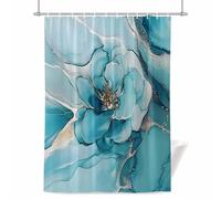 Abstract Marble Texture Shower Curtain for Bathroom, Modern Blue Floral Waterproof Cloth Fabric Bathroom Accessories Set with 12 Rust Proof Plastic Hooks, 72” x 96”