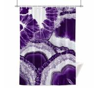 Abstract Marble Texture Shower Curtain for Bathroom, White Dark Purple Cracke Rock Waterproof Cloth Fabric Bathroom Accessories Set with 12 Rust Proof Plastic Hooks, 72” x 96”
