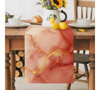 Abstract Marble Texture Table Runner 72 Inches Long,Table Runners Kitchen Dining Tables Decoration for Home Party Decor, Modern Pink Gold Theme Tables Runner Wedding Dresser Scarf