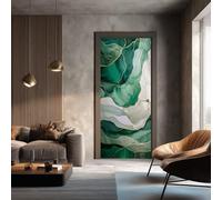 Abstract Marble Texture Wall Murals and Door Stickers, 2 Pieces Set, Fluid Wave Layers Interior Door Covers for Glass, Self-Adhesive Doors Posters for Kitchen Toilet Signs 100x200 cm