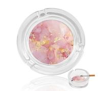 Abstract Marble Texture with Gold Pink Glass Ashtray for Cigarettes Portable Decorative Ash Trays for Home Office Decor