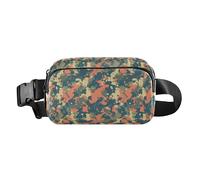 Abstract Marble Textured Pattern Small Waist Bag Fanny Pack with Adjustable Strap for Travel Gym Work, Military Camo Pattern Forest Slate, One Size