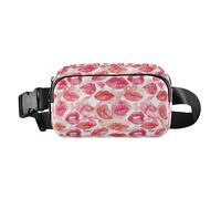 Abstract Marble Textured Pattern Small Waist Bag Fanny Pack with Adjustable Strap for Travel Gym Work, Kiss Me Female Lips Watercolor, One Size