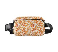 Abstract Marble Textured Pattern Waterproof Waist Bag Fanny Pack with Adjustable Strap for Shopping Sports Work, Watercolor Orange Fruit Leaves, One Size