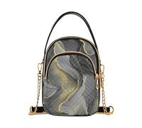 Abstract Marble Textures Gray Black Shoulder Purse Handbag Phone Wallet Chain Strap Purse Floral Print Zipper Satchel Crossbody Tote, 5.9" × 8.3" × 3.1"