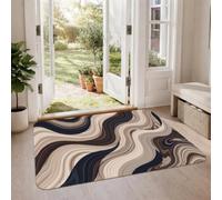 Abstract Marble Waves Waves Contemporary Area Rug 2' X 3' | Fluid Marble Swirls, Neutral Earth Tones, Organic Curved Lines, Contemporary Home Accents, Soft Low-pile Texture