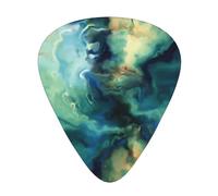 Abstract Marbled Ocean Navy Blue Teal Green,12 Pcs Guitar Pick,3 Different Thickness Plectrums for Acoustic Guitar Bass Ukulele (0.46mm 0.96mm 0.71mm)