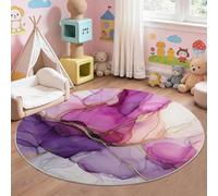 Abstract Marbled Round Area Rug for Indoor 160 cm, Modern Chic Luxury Low-Pile Washable Round Rugs, Non-Slip Circle Rugs for Teens Boys Girls Bedroom, Multicoloured