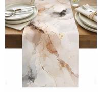 Abstract Marbled Table Runner Gray Terracotta Ombre Fluid Texture Romantic Washable Cotton Linen Dining Table Runner Tabletop Decorations for Restaurant Home Kitchen Party 13 x 108 Inch,