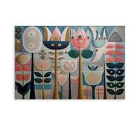 Abstract Medieval Geometric Floral Botanical Folk Art Canvas Poster Wall Art Decor Print Picture Paintings for Living Room Bedroom Decoration 24x36inch(60x90cm)