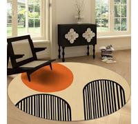 Abstract Medieval Modern Art Sun Machine Washable Round Area Rug 150 cm, Warm Tones Printed Circular Rug Non-slip Carpet - Soft Short Pile Carpet Floor Decorate for Living Room Bedroom Playroom