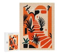 Abstract Mediterranean Stairway with Plants Jigsaw Puzzle for Adults And Families, 500 PCS, A Creative Way to Unwind after A Busy Day, for Puzzle Fans