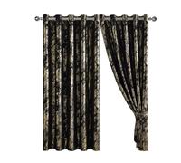 Abstract Metallic Marbled Velvet Curtain Pair - Heavyweight with Foil Print - Room Darkening Eyelet - Fully Lined for Thermal Insulation - Includes Two Tiebacks (Black, 66" x 72" (167 x 183 cm))