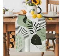 Abstract Mid Century Green Color Block Table Runner 72 Inches Long, Minimalist Boho Leaf Washable Table Runners Heat-Insulation Kitchen Dining Table Decorations for Home Party Decor 13x72in