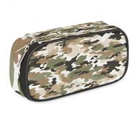 Abstract Military Leather Pencil Case Pen Holder Large Capacity Black Stationery Organizer Pencil Bag with Zipper for Boys Girls Brown Black Camouflage Pencil Pouch Box for School College Office