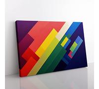 Abstract Minimalism Rainbow Art Canvas Wall Art Print Ready to Hang, Framed Picture for Living Room Bedroom Home Office Décor, 50x35 cm (20x14 Inch)