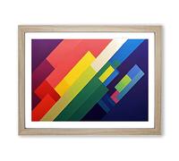 Abstract Minimalism Rainbow Art Framed Print | A4 Oak Framed Wall Art | Ready to Hang | Minimalist Fantasy Picture | Living Room Bedroom Lounge Office