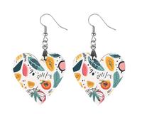 Abstract Minimalist Boho Art Printed Wooden Earrings for Women Trendy Lightweight Charms Pendant Jewelry Apricot Shaped
