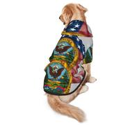 Abstract Minnesota State Flag Map Dog Hoodie for Medium Large Dogs, Warm Soft Pet Sweatshirt, Easy to Wear Jumper Clothes