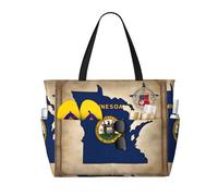 Abstract Minnesota State Flag Map03 Print Large Capacity Travel Bag For Women Beach Tote Bags Duffle Bag,For Travel Gym Vacation