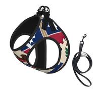 Abstract Missouri State Flag Map04 Print Step in Dog Harness and Leash Set,Mesh Pet Vest Harness for Small Dogs and Cats