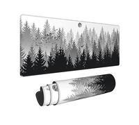 Abstract Misty Forest Mouse Mat XL - Moon Birds & Trees Gaming Mouse Pad with Non-Slip Rubber Base & Stitched Edges