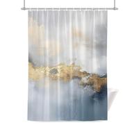 Abstract Modern Art Shower Curtain for Bathroom, Watercolor Gold Metallic Texture Waterproof Cloth Fabric Bathroom Accessories Set with 12 Rust Proof Plastic Hooks, 72” x 84”