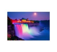 Abstract Modern Canvas Wall Art Rainbow Niagara Falls, Decorative Hanging Paintings Artwork Mural Poster for Living Room Decoration 24x36inch(60x90cm)