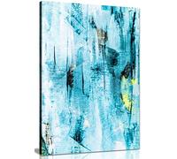 Abstract Modern Contemporary Teal Wall Art Canvas Wall Art Picture Print (36x24in)