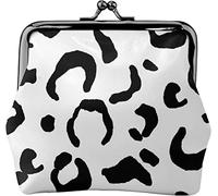 Abstract Modern Cow Pattern Women's Leather Coin Purse, Small Change Pouch with Kiss-Lock Clasp Closure Buckle Wallet for Girl Gift