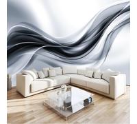 Abstract Modern Fluid Lines Fabric Texture Wall Mural 400 x 280 cm Charcoal Grey Non-Woven Photo Wallpaper, Large Wall Covering for Living Room & Bedroom, Paste the Wall