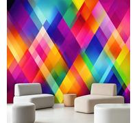 Abstract Modern Geometric Mural Wallpaper 400 x 280 cm, Diamond Square Gradient Colour Block Photo Wallpaper, Wall Mural Sticker for Bedroom Living Room Hallway Dorm