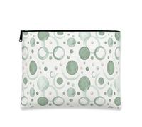 Abstract Modern Makeup Bag, Green Circles Pattern Cosmetic Travel Pouch for Women, Portable Canvas Zipper Organizer, Spring Skincare Toiletry Bag, Green, 7x9 Inch, Circles