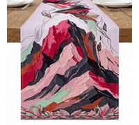 Abstract Modern Mountain Table Runner, Peach Artistic Decor for Home Dining and Holiday Gatherings 13x72 Inch