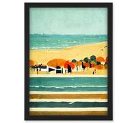 Abstract Modern Painting Summer Beach Scene French Riviera Artwork Framed Wall Art Print A4 Artery8 Black One Size