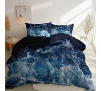 Abstract Modern Waves Duvet Set - Premium Microfiber Reversible Super King Size Duvet Cover Sets Dark 3 PCs - Ultra Soft & Hypoallergenic Duvet Cover With 2 Pillow Cases