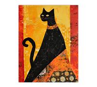 Abstract Modernist Cat Lover Pet Hepcat Portrait Wall Art Print Artery8 Yellow W24 inch x H32 inch