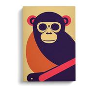 Abstract Monkey Art Blue Peach Red Canvas Wall Art Print 30x20 Inch