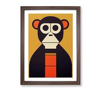 Abstract Monkey Art No.1 Framed Print | A4 Walnut Framed Wall Art | Ready to Hang | Abstract Animal Picture | Living Room Bedroom Lounge Office