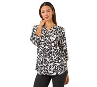 Abstract Mono Print Pleated Shirt Roman Black 10