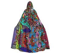 Abstract Monster Adult Party Cloak Clothing Accessories, Adult Halloween Wizard Plus Size Hooded Horror Cloak