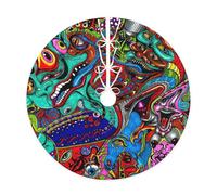 Abstract Monster Print Christmas Tree Skirt,Holiday Decoration,Suitable For Traditional Farmhouse Christmas Tree Mat