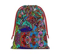 Abstract Monster Print Ultra Soft Plush Drawstring Gift Bag, Xmas Party Candy Treat Favors, Christmas Holiday Sacks, Wedding Jewelry Pouches