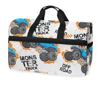 Abstract Monster Truck Blue Car Travel Duffel Bag for Men Women Boys Girls Teens,Oversized Sports Gym Bag with Shoes Compartment Overnight Weekend Yoga Workout Bag Training Handbag